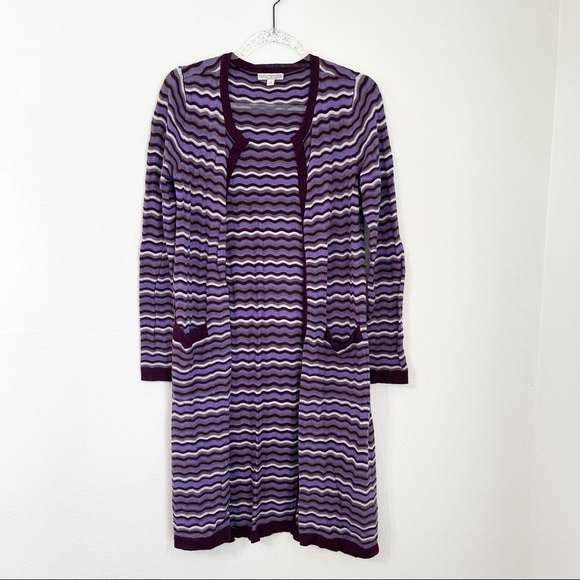 Maxi-length Cardigan. Size S. Purple Striped Cardigan from New York & Company - Picture 1 of 6